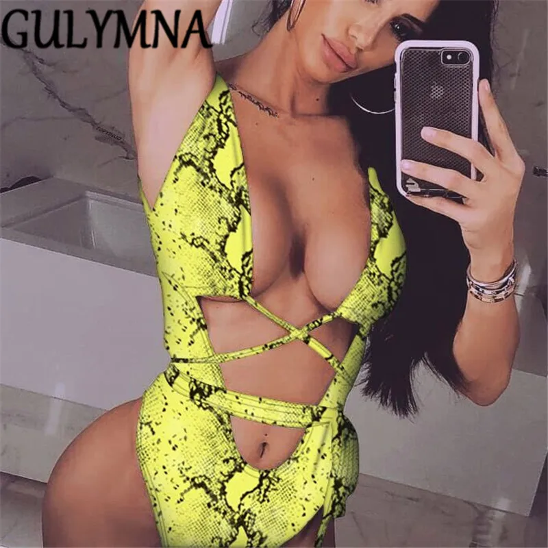 Женский купальник в горошек GULYMNA бандажный купальный костюм Цельный сексуальный