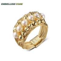 new designer pieces ring gold with round like ball pearls hand make ring