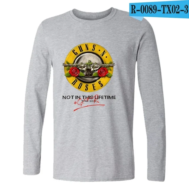 gray Guns and Roses Мужская футболка весна осень футболка Мужская рок группа футболка хип хоп 4XL футболки топы брендовая одежда guns N Rose - Цвет: gray