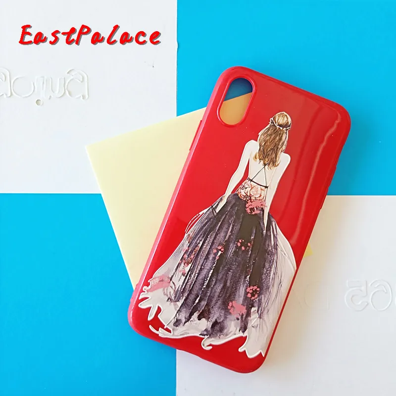 Красный цветок мягкий силиконовый фиолетовый чехол для телефона Fundas iphone X XS Shell