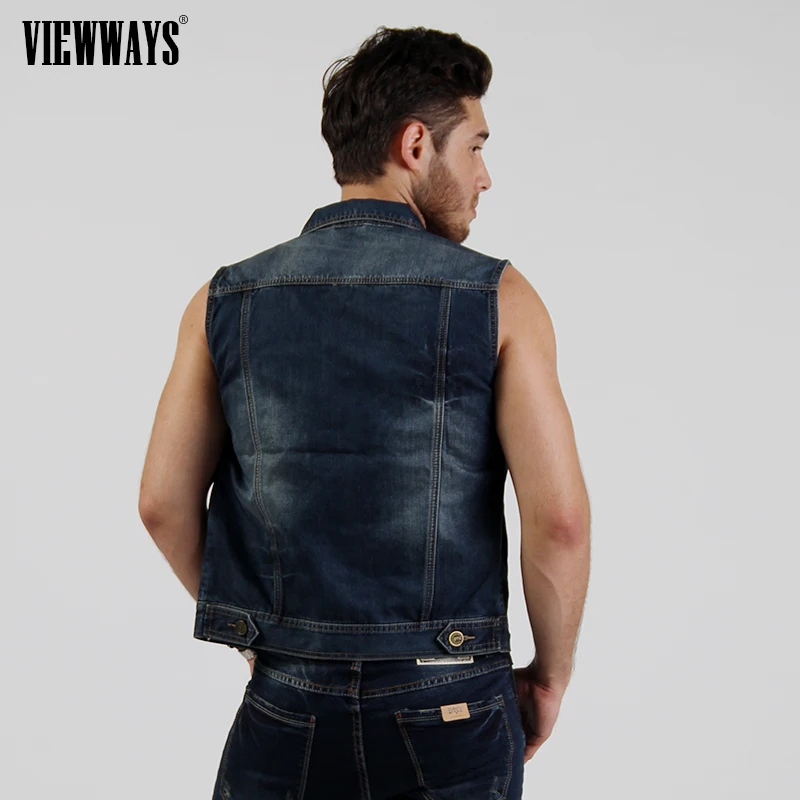 Men's clothing sleeveless denim shirt 