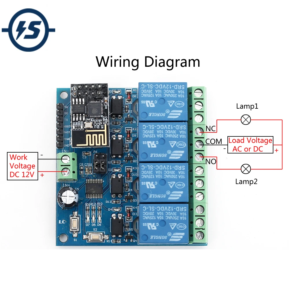 ESP8266 4-Канальный Релейный модуль Wi-Fi для умного дома с дистанционным управлением