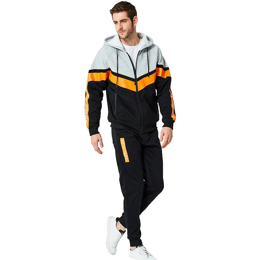 Мужские комплекты модные толстовки спортивный костюм толстовка с капюшоном +