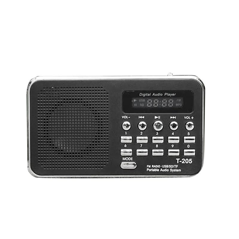 Портативный fm радиоприемник T 205 Hi Fi Колонка для карт цифровая мультимедиа MP3