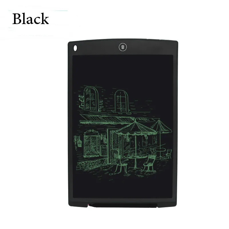 Черный 12 ''lcd красочная ультратонкая доска для записей, доска для записей, портативная электронная доска для рисования, планшет, цифровая графическая доска для рисования - Цвет: Черный