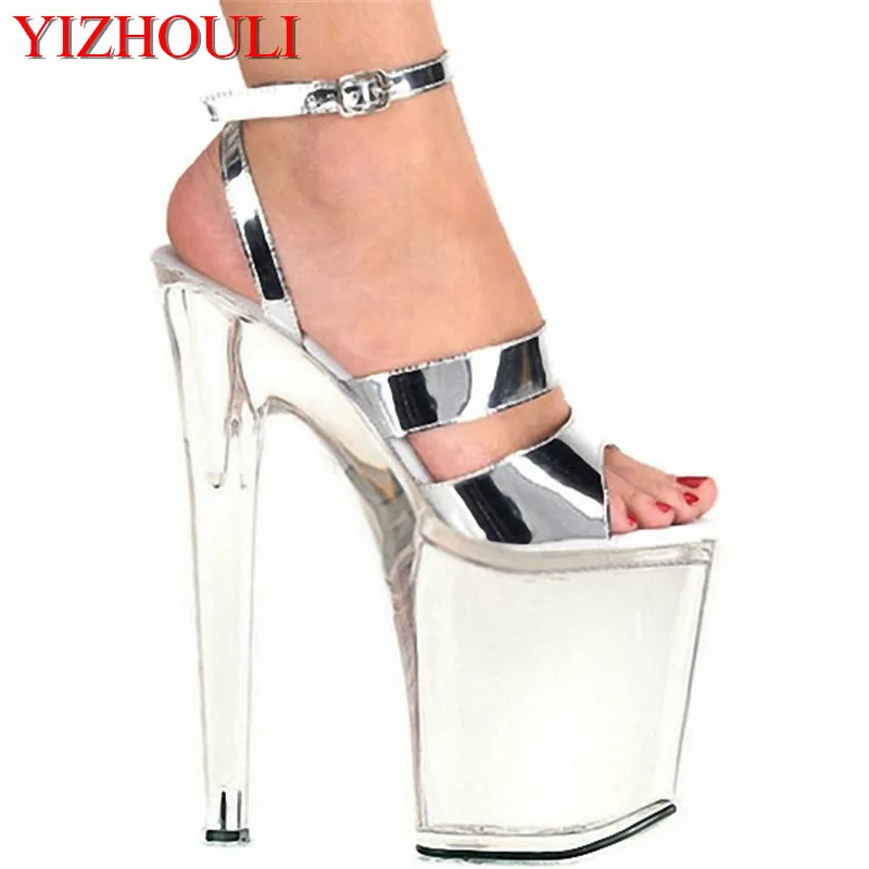 20cm Unique metal mirror bright colour and lustre temptation heels fashion taste the new girl star wedding shoes