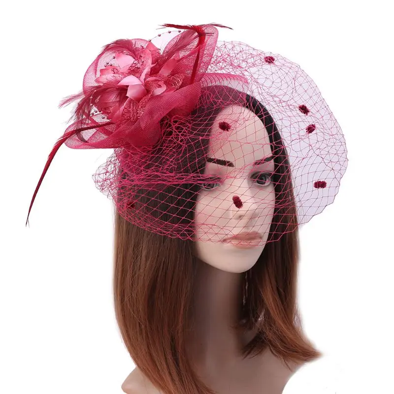 Женская кружевная шляпка-Таблетка с сеткой в стиле ретро |