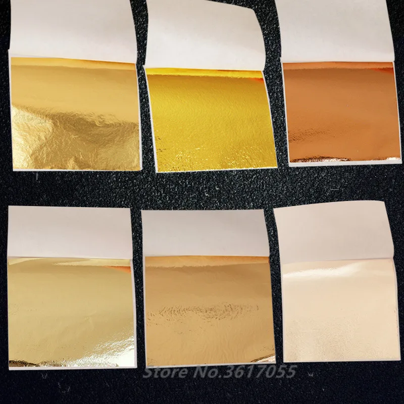 500 шт 9x9cm крафт-бумага для творчества имитация золотого серебряного медного листа