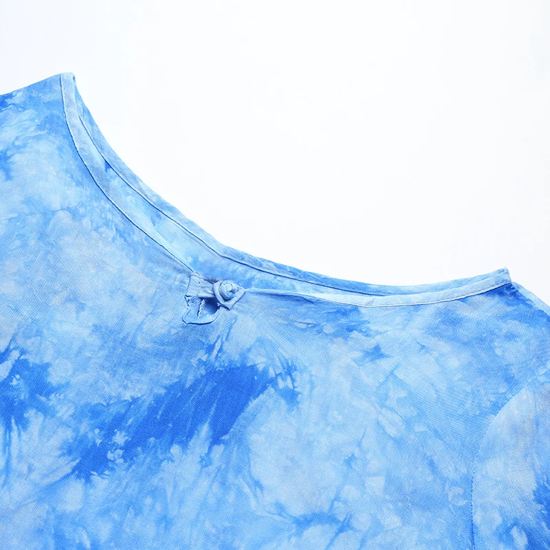 EaseHut Урожай Длинное платье Женское Tie Dye Принт полурукав Сплит без рукавов 5XL Большой Размер Платье Назад Восточный халат платье макси платье