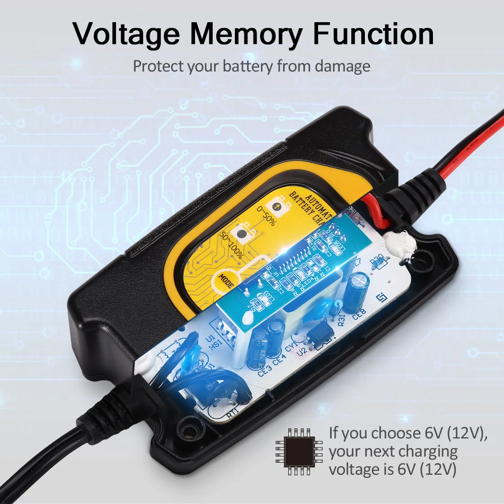 WonVon 6 V 12 1500mA полный автоматический автомобильный аккумулятор зарядное