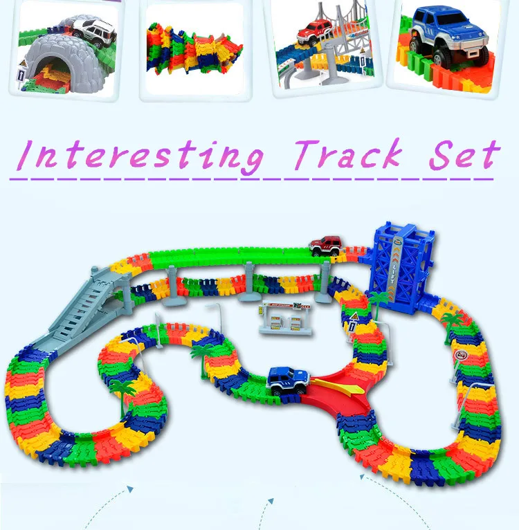 240 шт. гоночный трек + 2 автомобильный чудесный пандус изгиб гибкий Набор DIY