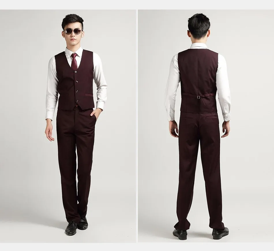 Для мужчин Slim Fit жилет мужской костюм жилет социальных Одежда Свадебные вечерние модные синий черный серый фиолетовый винный красный и белый цвет S312
