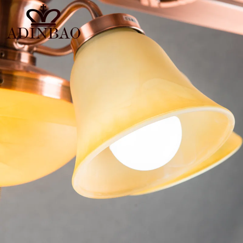 Высокое качество потолочный вентилятор свет жека красный античная медь цвет XJ041 |