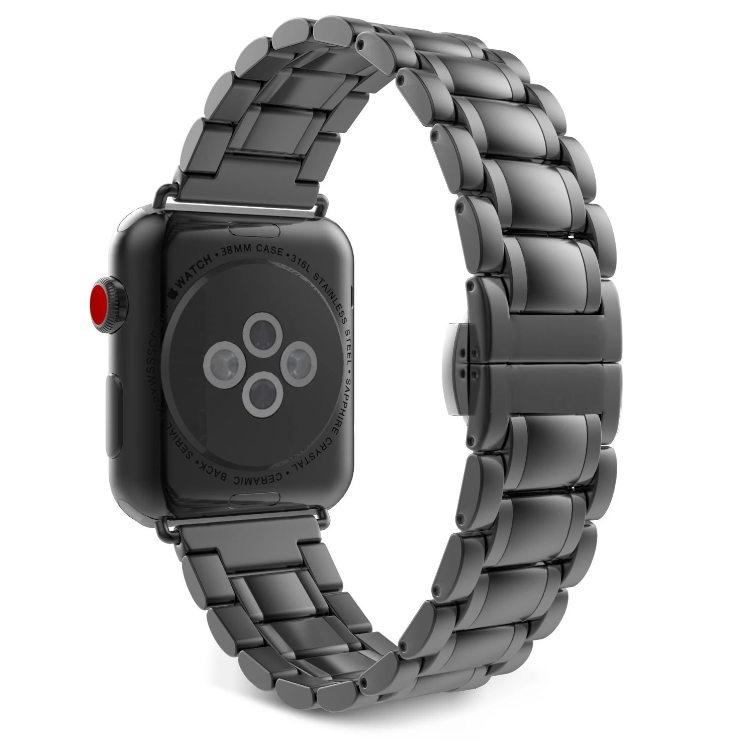Eastar Нержавеющая сталь ремешок для наручных часов Apple Watch, ремешок 42 мм, 38 мм, Версия 44 мм 40 мм сменный ремешок для наручных часов iWatch, версия 5/4/3/2/1 - Цвет ремешка: Черный