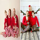 Семейная сочетающаяся Рождественская одежда, полосатые пижамные комплекты для маленьких девочек, Рождественская семейная одежда, одежда для мамы и меня