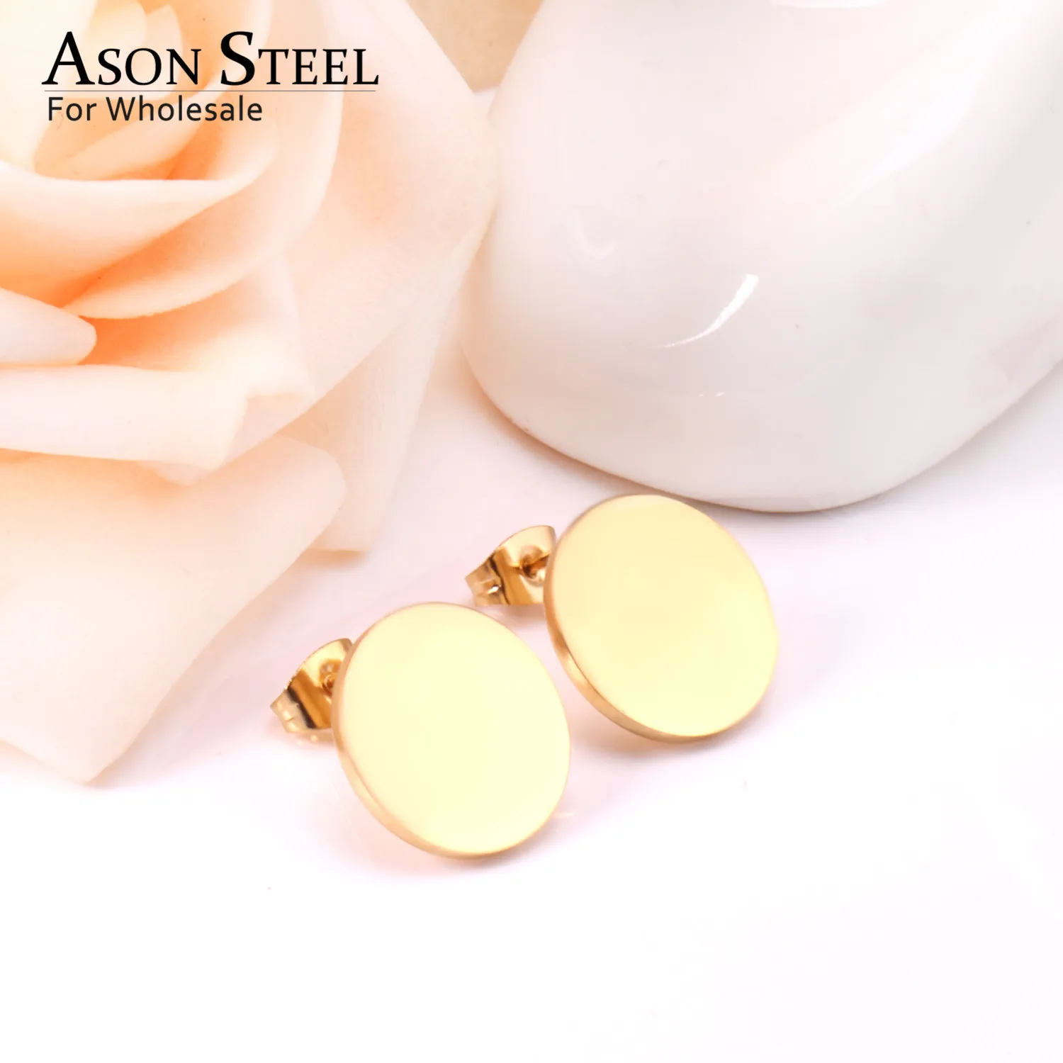 Серьги-пусеты в простом стиле из нержавеющей стали круглые женские серьги