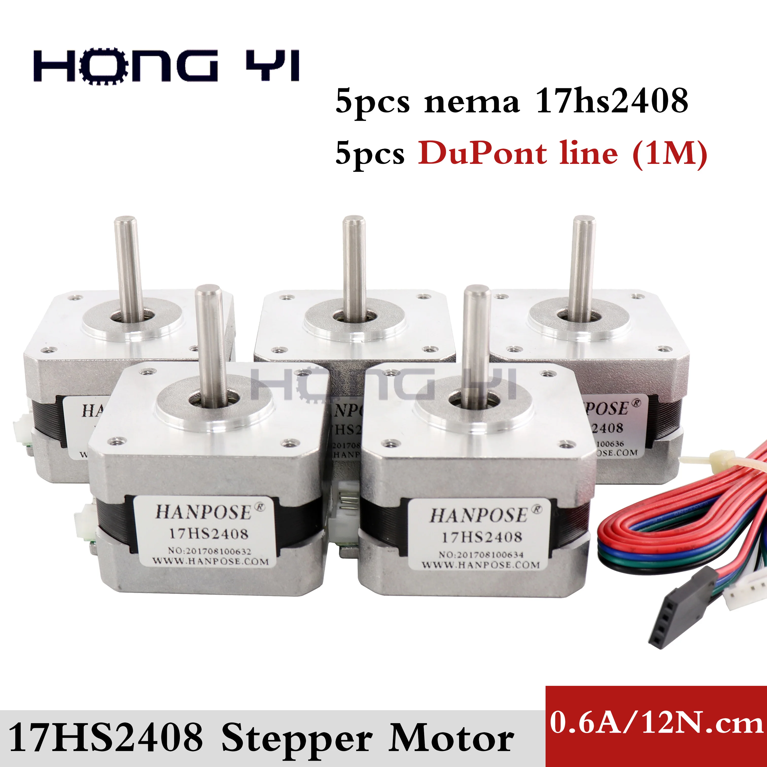 5 шт. 17HS2408 4 свинцовый Nema17 шаговый двигатель 42 с линией DuPont 0.6A CE ROSH ISO CNC лазер для