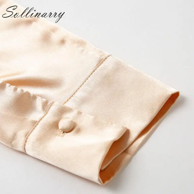 Sollinarry, модный дизайн, пятнистая Летняя короткая блузка для женщин, длинный рукав, v-образный вырез, сексуальные рубашки, осенние женские новые вечерние рубашки