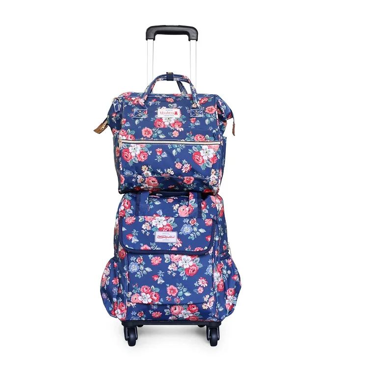 Women Travel Trolley Bags travel Backpack with wheel Rolling luggage trolley backpack waterproof Oxford Rolling Baggage Suitcase