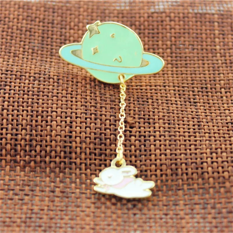 Модная эмалированная брошь для пар новинка 2020 года искусственная планета кролик