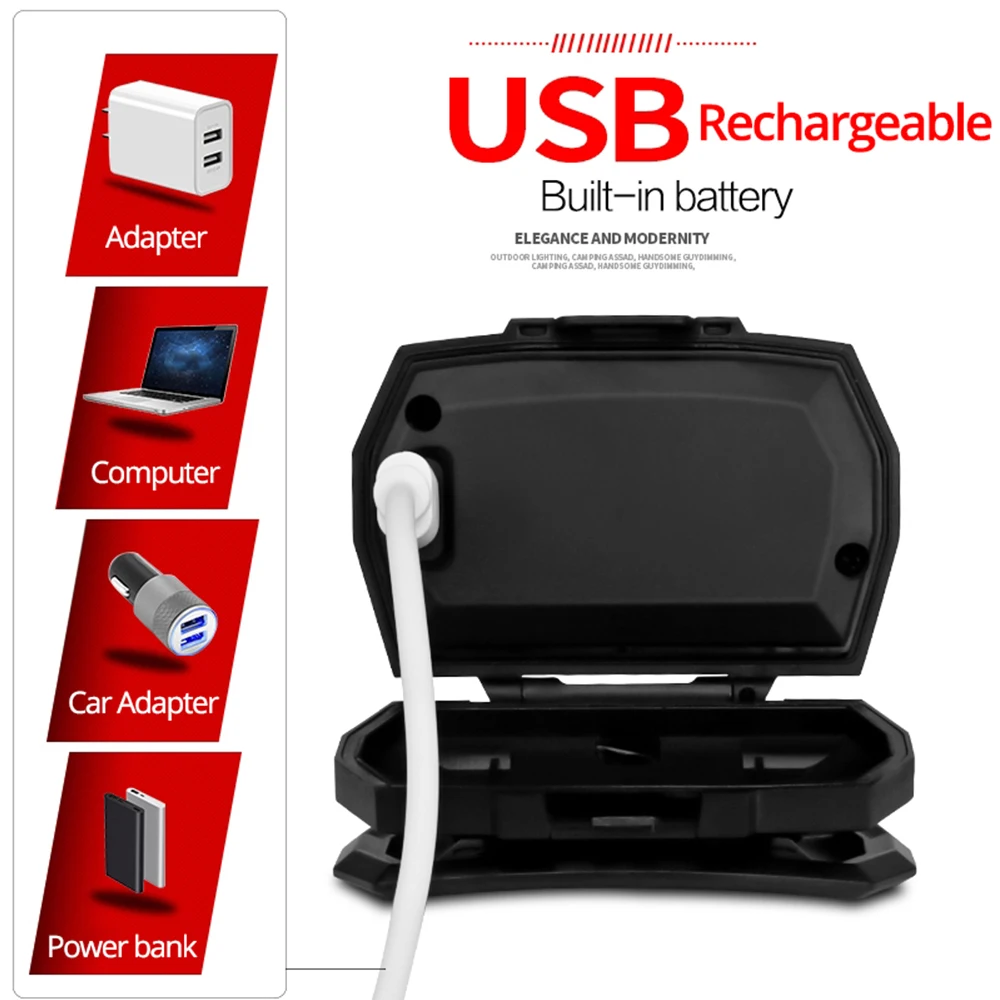 Налобный фонарь светодиодный мощный 65 лм водонепроницаемый с датчиком