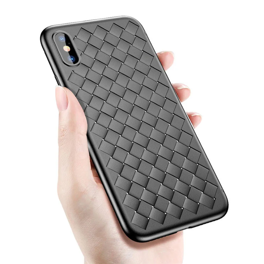 Classical Phone Case for iPhone XS MAX XR X 7 8 Plus 6s Luxury Simple Weaving Soft TPU Cover Fitted Coque |