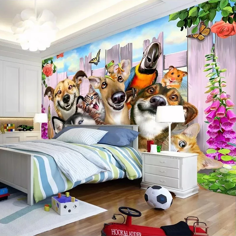 Фотообои 3D мультфильм собака животное фрески детская спальня фон настенная живопись Нетканые Экологически чистые обои