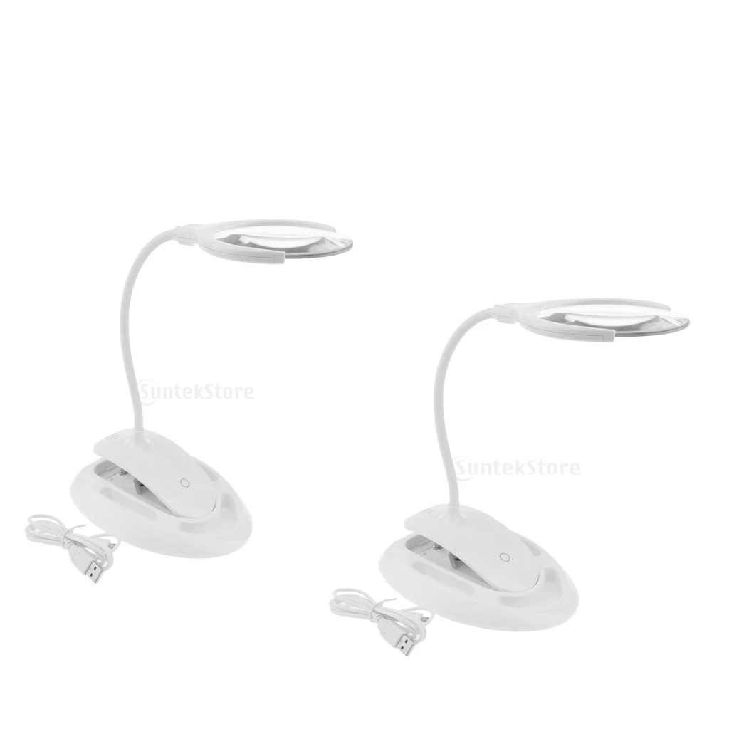 

2pcs/set LED Large Lens Lighted Lamp 8x 3x Magnifier Magnifying Glass With Clamp,Durable and Foldable