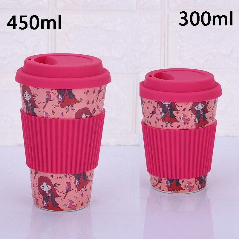 2 Red 300ml 1 шт. новые кофейные кружки для путешествий многоразовые чайные чашки из бамбукового волокна Экологичная чашка для напитков 300-400-450 мл - Цвет: 2 Red 300ml