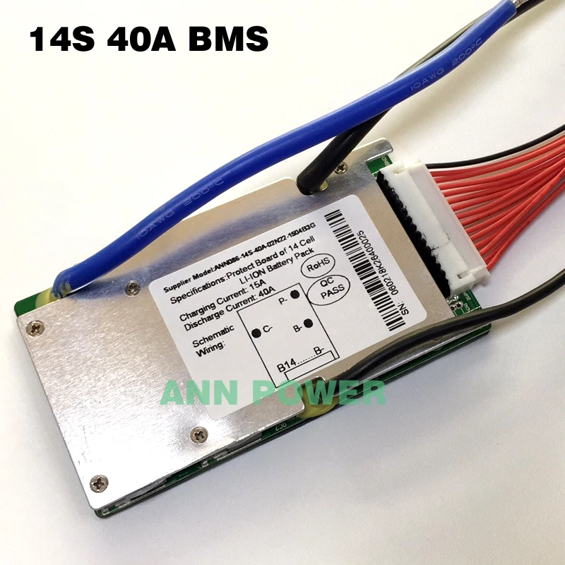 Литий ионный аккумулятор 14S BMS 48V 20A 30A и 40A для 51 8 V 500W 2000W Стандартный с функцией