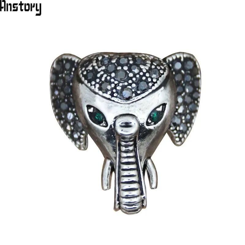 Elephant Nose Rhinestone Rings For Women Vintage Look Antique Silver Plated Animal Fashion Jewelry TR704 | Украшения и аксессуары
