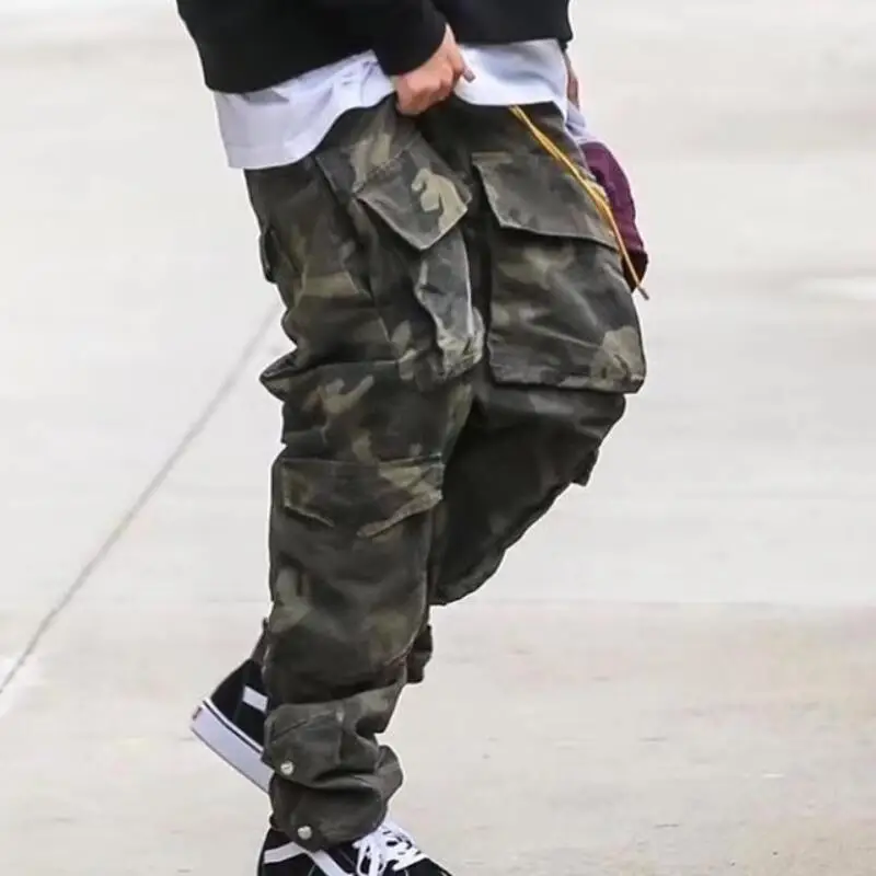 Винтажные камуфляжные хлопковые брюки-карго брюки-джоггеры длиной до щиколотки