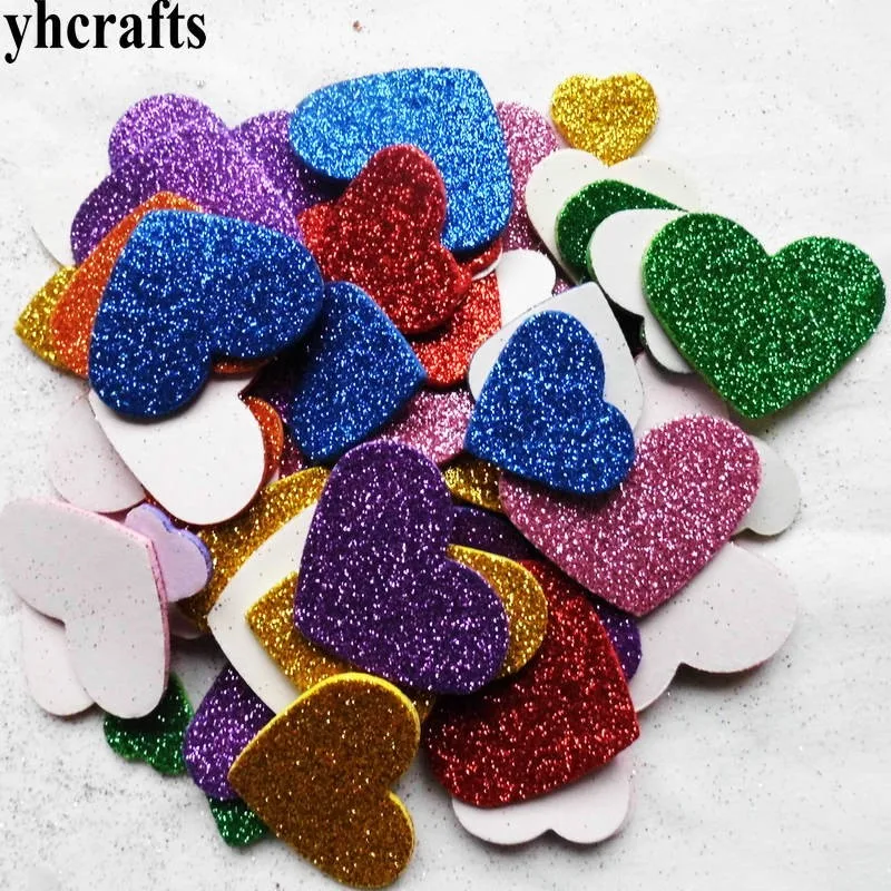 1bag/LOT,Glitter flower foam stickers Baby room decoration Early learning educational toys Kindergarten craft diy toys cheapOEM