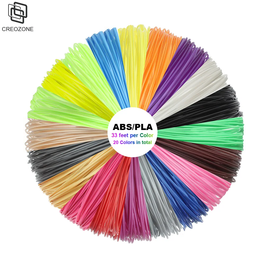 АБС пластик для 3d ручки CREOZONE PLA 20 цветов в комплекте 1 75 мм 10 м 32 фута|abs for pen|3d pen