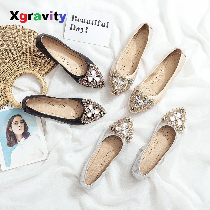 Женские туфли на плоской подошве Xgravity элегантные и удобные мягкие балетки