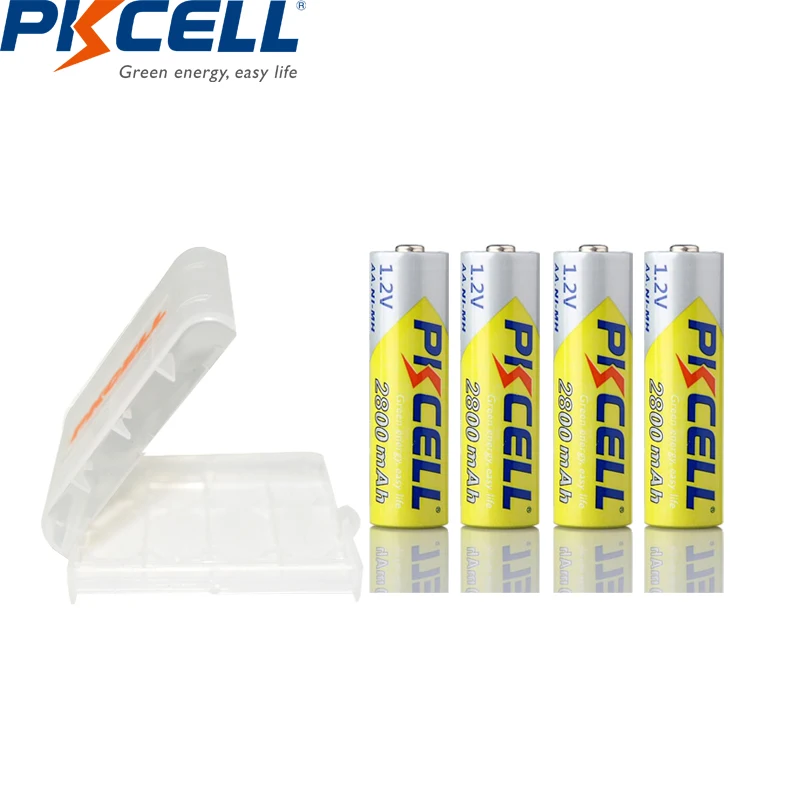 4 шт. PKCELL NIMH 1 2 v AA 2600 ~ 2800mah аккумуляторные батареи и коробки держатель Чехлы для