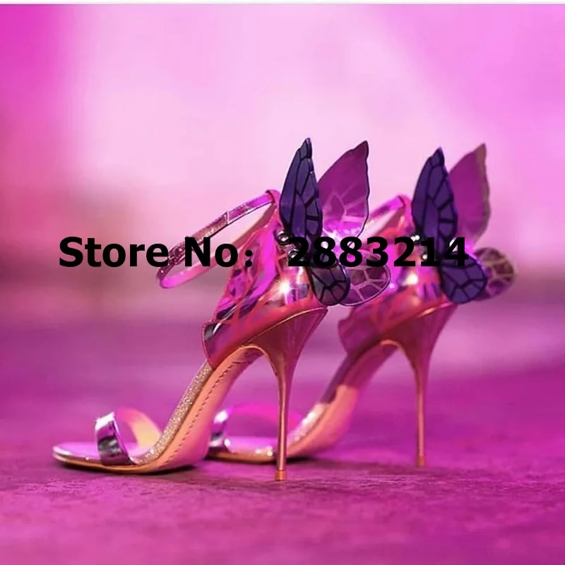 Лидер продаж женские вечерние босоножки на высоком каблуке с крыльями бабочки