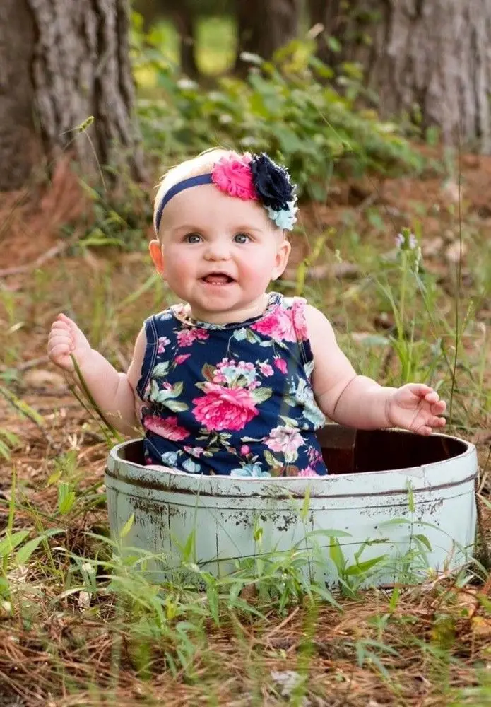 Комбинезон для новорожденных девочек с повязкой на голову и цветочным