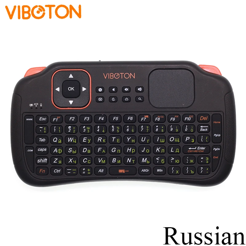 VIBOTON S1 английская и русская клавиатура 2 4 ГГц Мини Беспроводная Air Mouse с тачпадом
