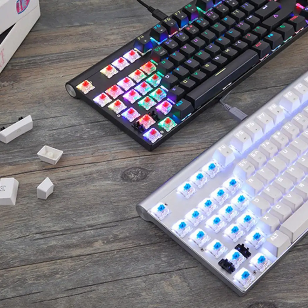 Motospeed CK101 Проводная Механическая клавиатура металлическая 87 клавиш RGB синий