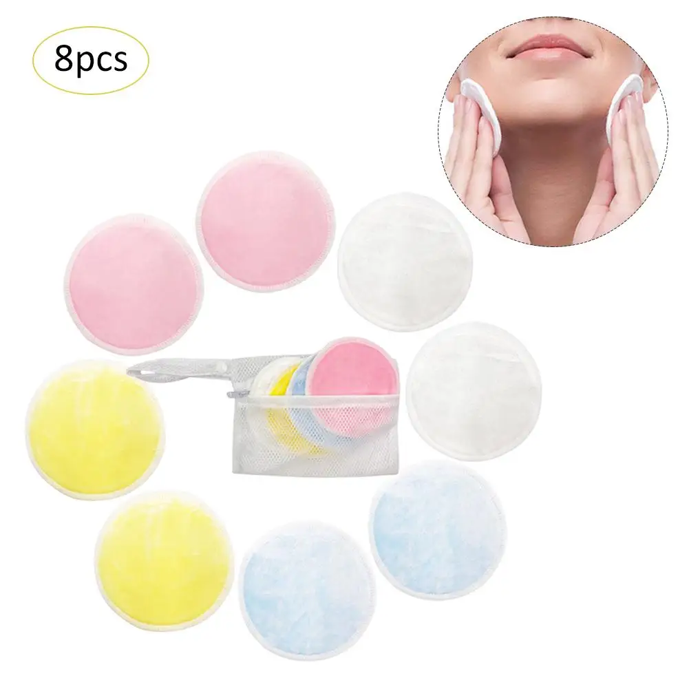 8/12/16/20Pcs Reusable Cotton Pads Make Up Facial Remover Double Layer Wipe Pads Nail Art Cleaning Pads Makeup Remover Tool