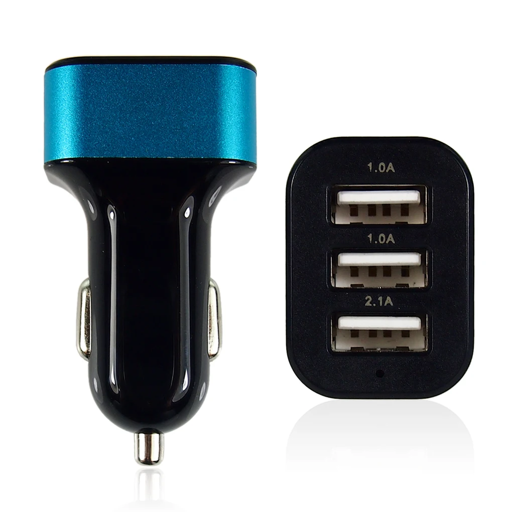 1 pcs Portable 3 port USB Car Charger AC adapter for iphone Samsung mobile phone tablet 5 colors retail/wholesale | Мобильные