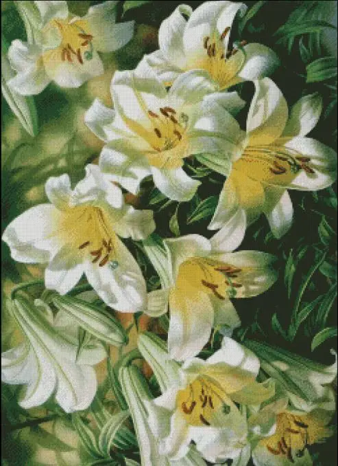 

Needlework,Elegant Flowers Lily 18CT 16CT 14CT For Embroidery,DIY Sets Cross stitch kits,Arts Pattern Cross-Stitching Decor