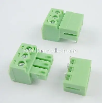 

50 Pcs 3.81mm Pitch 3 Pin Angle Screw Pluggable Terminal Block Plug Connector