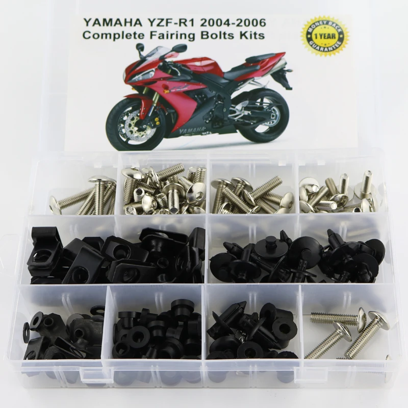 Для Yamaha YZF-R1 YZF R1 2004 2005 2006 Аксессуары для мотоциклов болты обтекаемой формы Наборы винтовые клипсы застежка Сталь с OEM Стиль - Цвет: Silver