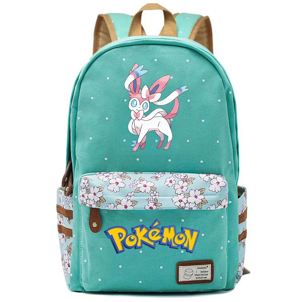 703CHK-11 Eevee Espeon Flareon Glaceon Jolteon школьная сумка в горошек для мальчиков и девочек, женская сумка, школьная сумка для подростков, Холщовый женский рюкзак - Цвет: 703CHK-11