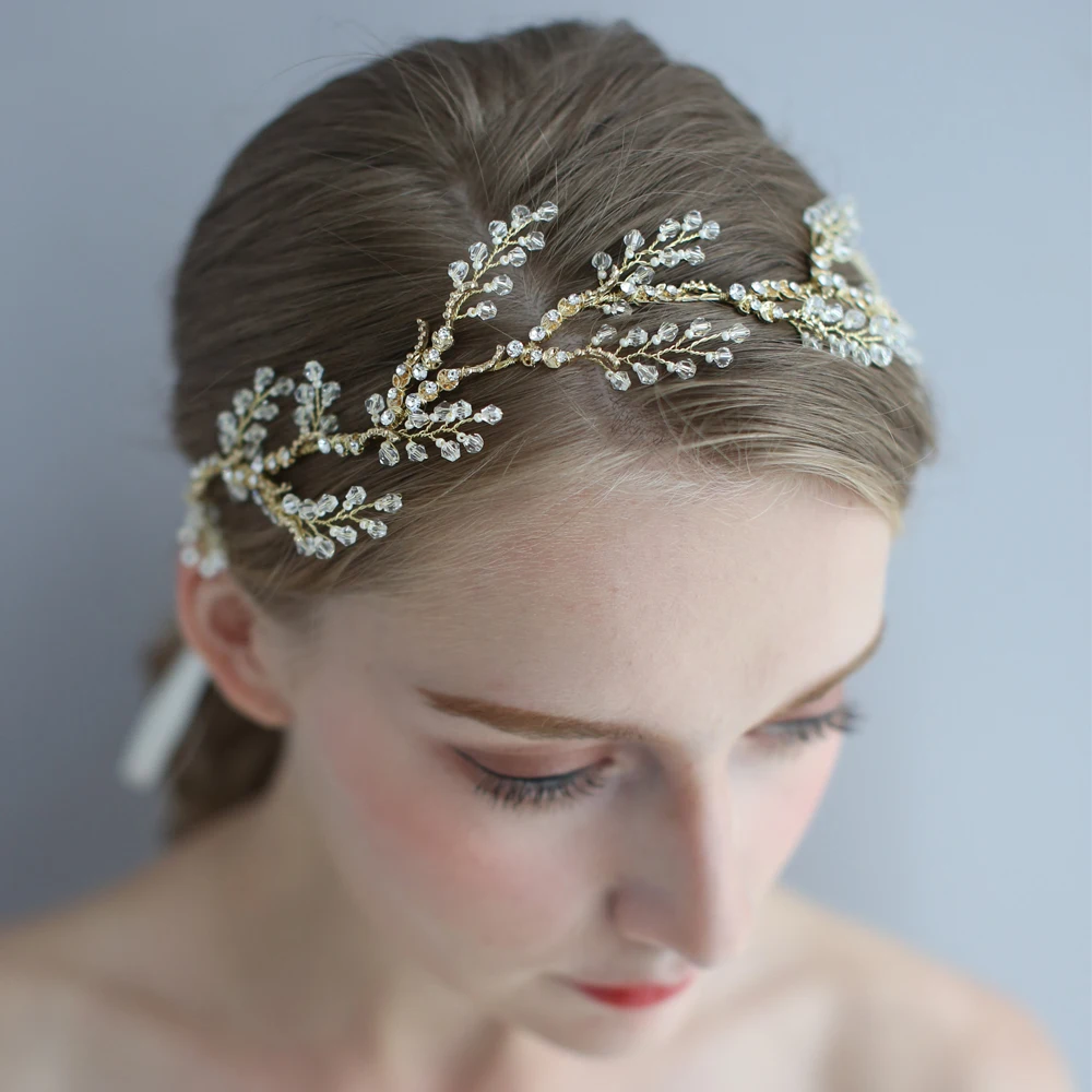 

Delicate Crystal Bridal Hair Vine Handmade Rhinestone Wedding Headpiece Hair Jewelry 2019 Prom Party Brides Accessories