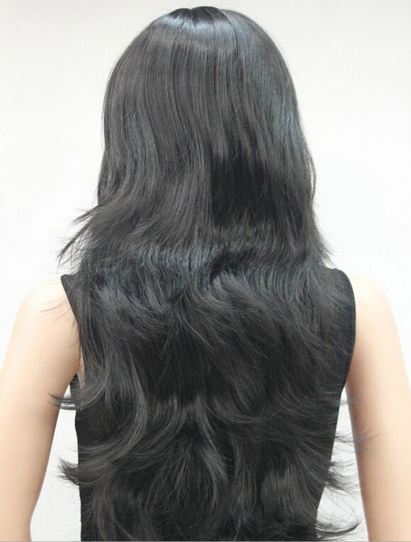 Превосходный Натуральный Черный Длинные Anti-алиса парик parrucca Женщины Дамы USPS