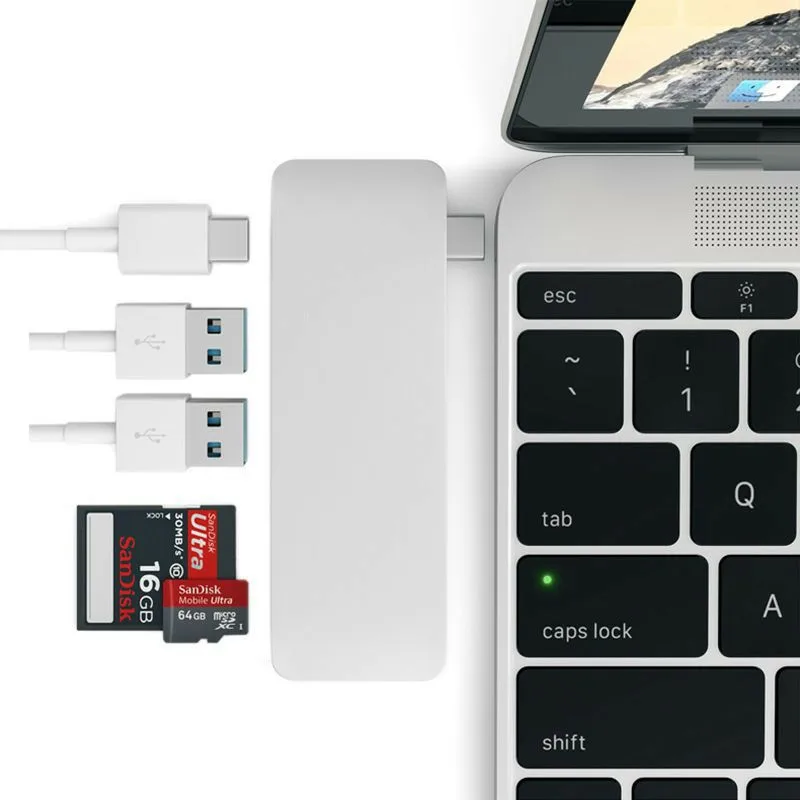 Basix USB 3 1 Type C концентратор с питанием 2 порта 0 и SD/Micro SD TF кардридер для MacBook Air Pro