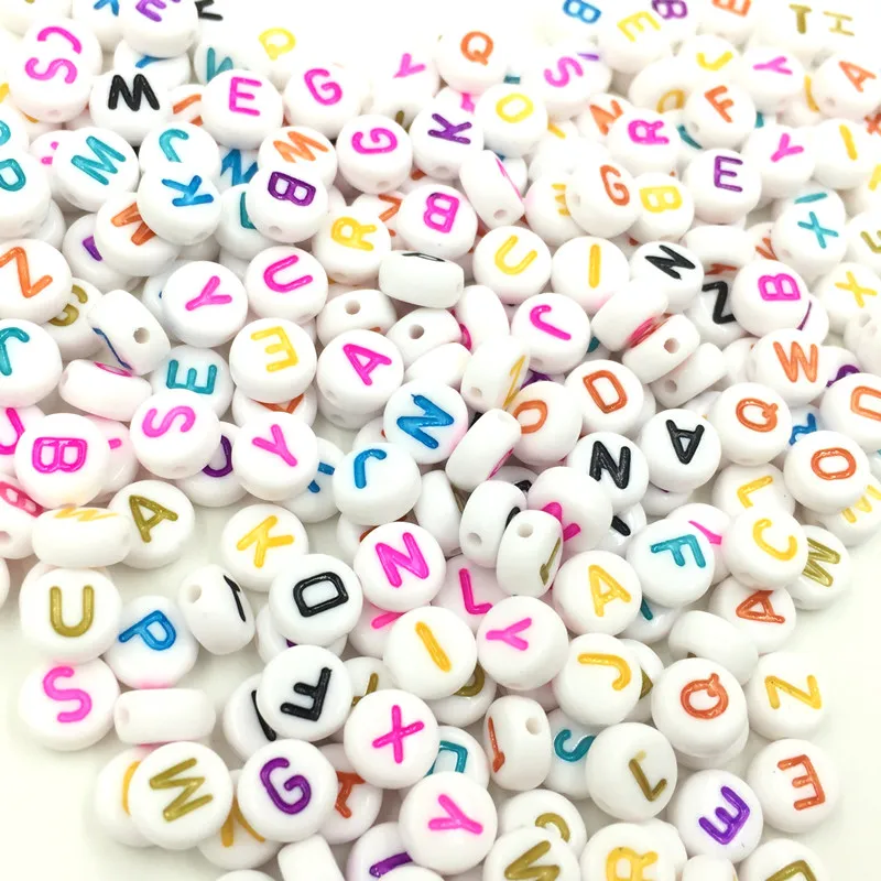 200 шт. акриловые бусины разделители с буквенным алфавитом разноцветные Круглые